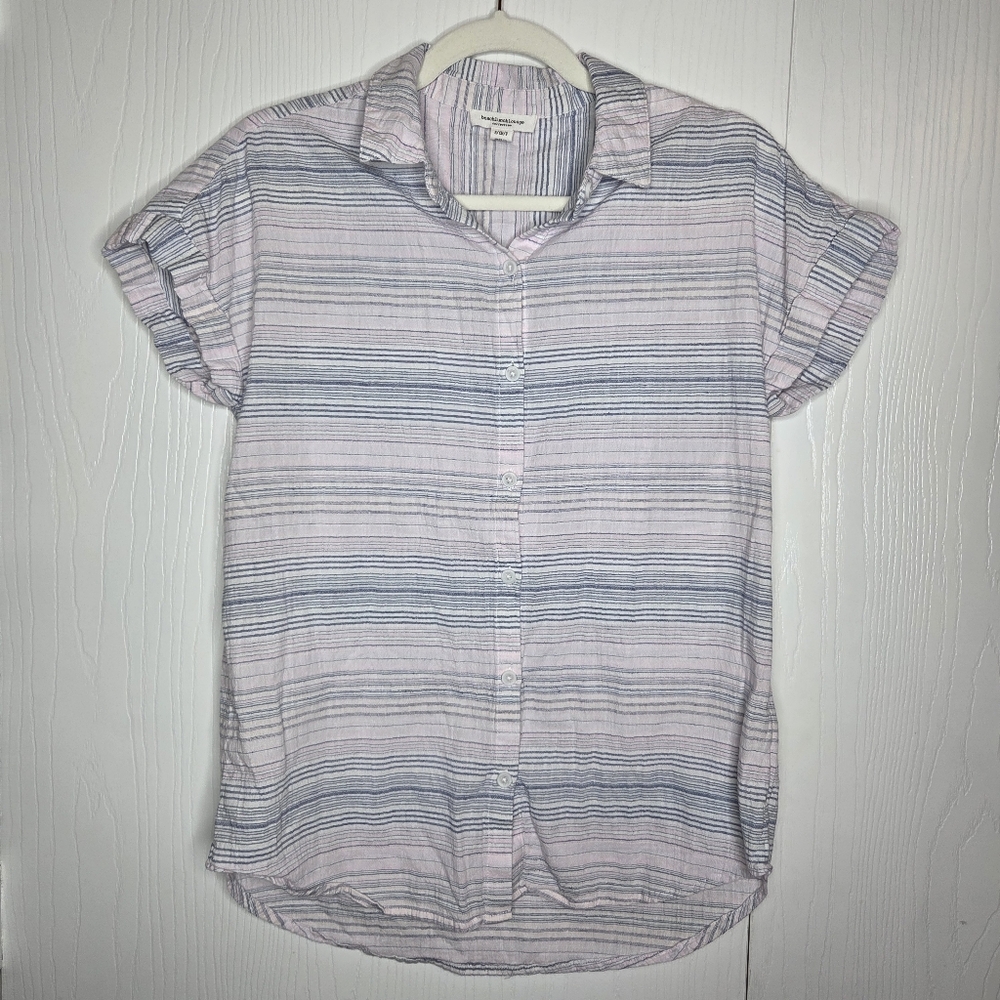 BeachLunchLounge Pastel Stripe Button Down Shirt Size S Coastal Cottagecore
